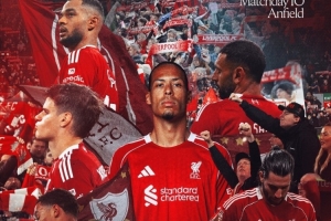 利物浦发布对阵维拉海报：范戴克、萨拉赫、埃基蒂克、索博出镜