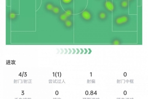 哈兰德本场数据：4次射门打进1球，4次对抗3次成功，获评7.9分